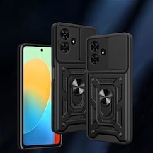 Kılıfist Tecno Spark Go 2 Kılıf Magnetik Standlı Kamera Korumalı Zore Sürgülü Vega Kapak - Siyah