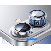 İphone 16 Ve İphone 16 Plus Uyumlu Kamera Camı Lens Koruyucu Halka Set - Gümüş Renk Diğer