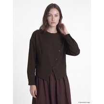 Lcw Modest Kahverengi Asimetrik Düğmeli Bluz
