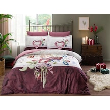 Bordo Mother's Hearts Nevresim Takımı Çift Kişilik Ranforce