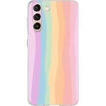 Samsung Galaxy S21 Uyumlu Gökkuşağı Rengarenk Baskılı Silikon Kılıf Renkli