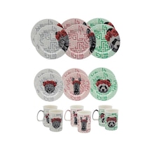 Gordion M06117 18 Parça Yemek Takımı Kaplan-Panda-Zebra