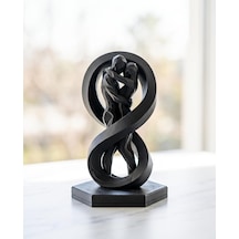 Sonsuzluk Romantik Çift Biblosu Modern Geometrik Tasarım Siyah 15 Cm Salon Masaüstü Dekoratif Heykel Eşe Sevgiliye Yıldönümü Hediyesi 15cm