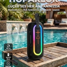 Led Işıklı Kırmızı Bluetooth 5.1 Kablosuz Hoparlör Ip67 Su Geçirmez Uzun Pil Ömürlü