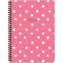 Çizgili 16x22 Cm 80 Yaprak Plastik Kapak Telli Defter 60 Gram Beyaz Sayfa Puantiye Pembe