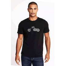 Classic Motor Rock Metal Baskılı Siyah Erkek Tshirt