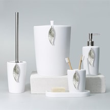 Leaf Banyo Seti Beyaz Gümüş Beyaz - Gümüş