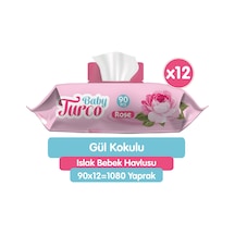 Baby Turco Gül Kokulu Islak Bebek Havlusu 12 X 90 Adet
