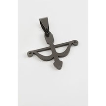 Zenviac456 Yay Ok Çelik Kolye Ucu 2,5 Cm Zenviac45678 Siyah