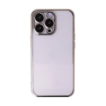 Apple iPhone Uyumlu  14 Pro Max Uyumlu Kılıf Lensli Silikon - Gold