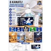 Teknoloji Kömürsüz Sessiz Motor 6 Kanatlı 3 Modlu Uzaktan Kumandalı Tavan Vantilatörü