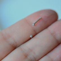 Heppii Cerrahi Çelik Gümüş Renk Minik Tektaş Burun Piercing Tektaş Hızma Gümüş