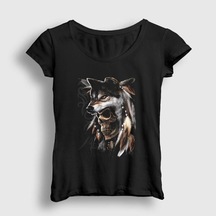 Noıssey Kadın Siyah Skull Wolf Kurt T-shirt 307329tt