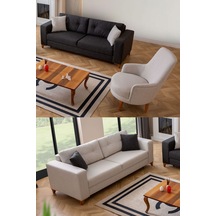 Kumsal Çekyatlı Sandıklı Koltuk Takımı 3+3+1 Krem