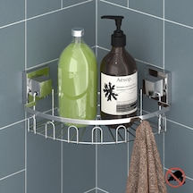 Banyo Köşe Rafı Duş Rafı Sabunluk Easyfıx Yapışkanlı Tek Katlı Krom