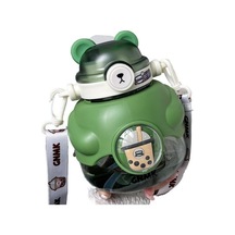 Dream Maker 1100 Ml Büyük Kapasiteli Sevimli Ayı Plastik Içme Bardağı Rj67jo Açık Yeşil