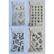 Harfler 4 Adet Birden 3 Hafta Kalıcı Geçici Yapıştırma Dövme 18x11 Cm