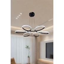 Modern Siyah Papatya Tek Renk Beyaz & Sarı & Günışığı Led Avize Siyah
