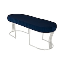 Viego Silver Striped- Mavi Kapitoneli Chester Model Puf & Bench & Koltuk & Uzun Makyaj Puff & Yatak Ucu &önü
