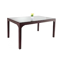 80x140 Camlı Rattan Bahçe Masası, Kahverengi Diğer