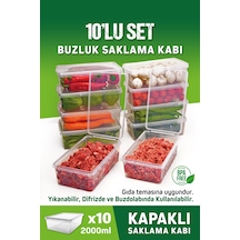 10 Adet Sızdırmaz Kapaklı Derin Dondurucuya Mikrodalgaya Uygun Saklama Kabı 2 Litre Plastik 50 X 70 Diğer
