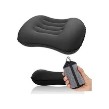 Pazly Siyah Büyük Seyahat Kamp Yastığı - Kafa Dayanağı Şişme Yastık, Dikdörtgen Konforlu, Uyku Desteği Siyah