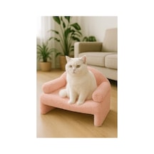 Peluş Kedi Yatağı Pembe Renkli Rahat Oturma Koltuğu