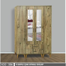 4 Kapılı Aynalı Çam Dolap
