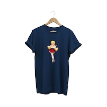 Barmen Kız Baskılı %100 Pamuk Regular Fit Bisiklet Yaka Lacivert T-shirt Lacivert