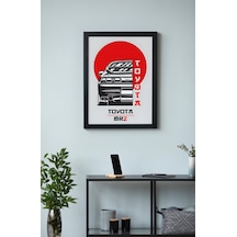 Toyota Mr2 Ahşap Çerçeveli Poster Tablo Orta Motor Jdm Spor