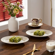 Porsima 4460 Burçak Porselen Kayık Tabak Seti - Oval Kahvaltılık Sunumluk Seti 20cm Beyaz