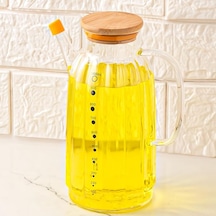Borosilikat Cam Bambu Vakum Kapak Pinterest Mutfak Yağdanlık Sürahi Seti 1000ml