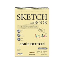 Etika Sahra A4 Spiralli Eskiz Defteri 50 Yaprak, 90 Gr İnce Dokulu Ivory Kağıt Sketchbook, Çi