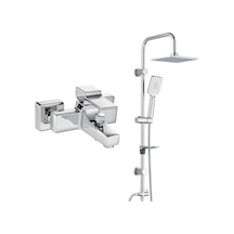 Eca Caro Banyo Bataryası+t-may Banyo Belen Kare Tepe Duş Takımı S Krom
