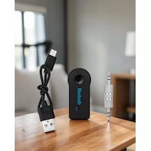 Kablosuz Bluetooth Aux Araç Kiti, Siyah, Hafıza Kartlı