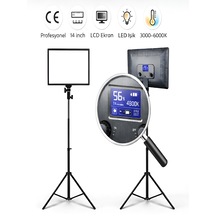 14 İnç Kare Soft Işık Led Panel Profesyonel Makyaj Fotoğraf Video Çekim Işığı Tripodlu