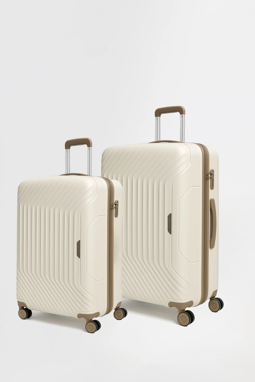 Benetton 2'li Set Orta Ve Kabin Boy %100 Polipropilen Valiz Bej 14bnt8001 Bej