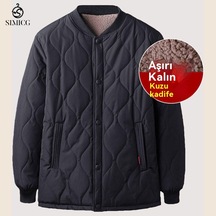 Polar Astarlı Ekstra Kalın Pamuklu Dolgulu Ceket Siyah Polar Astarlı Ekstra Kalın Pamuklu Dolgulu Ceket Siyah
