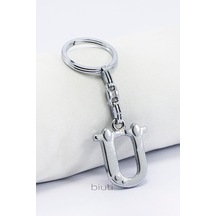 Gümüş Renkli Küçük Metal Ü Harfi Anahtarlık / Harfli Çanta Süsü
