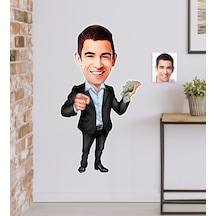 Kişiye Özel Bay Bankacı Karikatürlü Duvar Sticker 50X70CM 1