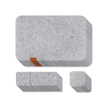 Xiaaokeji 7 Set Yıkanabilir Keçe Amerikan Servis Masa Örtüleri Yalıtım Pedleri Açık Gri Açık Gri