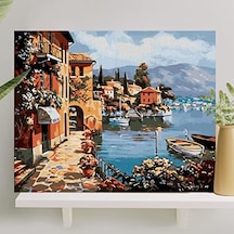 Sayılarla Boyama Tuval Seti Fırça Boya Dahil Çıtalı 40x50 Cm - Göl