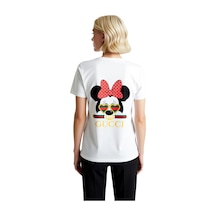 Paybuy Kadın Grafik Baskılı Kısa Kollu Tişört Lüks Moda Tasarımı Kalp Gö Beyaz