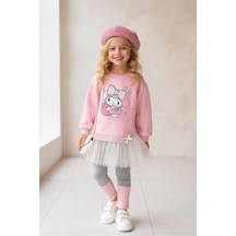 Koçak Kids Kuromi Desenli Tütü Detaylı Pembe Renk Kız Çocuk Taytlı Takım Pembe