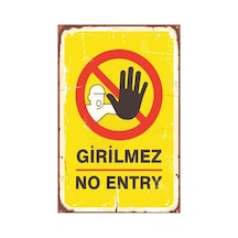 Girilmez No Entry Retro Vintage Ahşap Mdf Tablo 7/8 Yaş