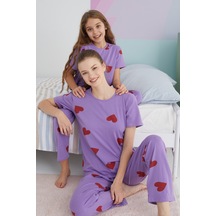 Siyah İnci Pamuklu Örme Pijama Takım 24117031 Çok Renkli