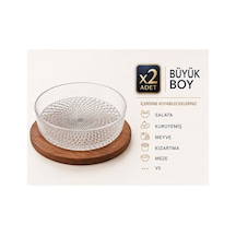 En Büyük Boy 2 Li Cam Kase Seti,25 Cm,şeffaf Servis,salata,meyve,kuruyemiş,meze,sunum Kasesi Şeffaf