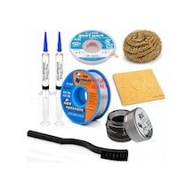 Lehimleme Seti 0,8 Mm 40 Gr Lehim Teli 2 Li Flux Cp-2515 Lehim Fitili 1fırça Ve Havya Ucu Temizleme Seti St48
