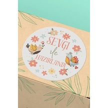 Sevgi İle Hazırlandı Kuşlu Sticker 3x3cm St2288 Çok Renkli