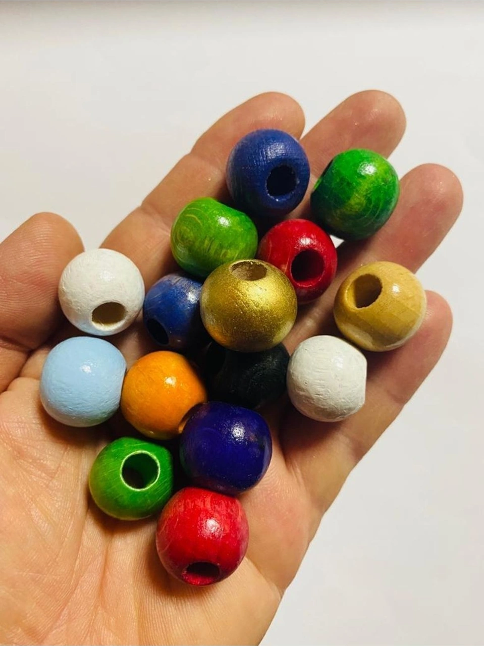 20 Mm Karışık Renkli Ahşap Boncuk - 30 Adet
